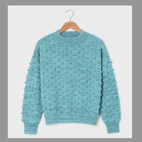 NWT Misha & Puff original popcorn pullover sweater - lake, L - Picture 1 of 7